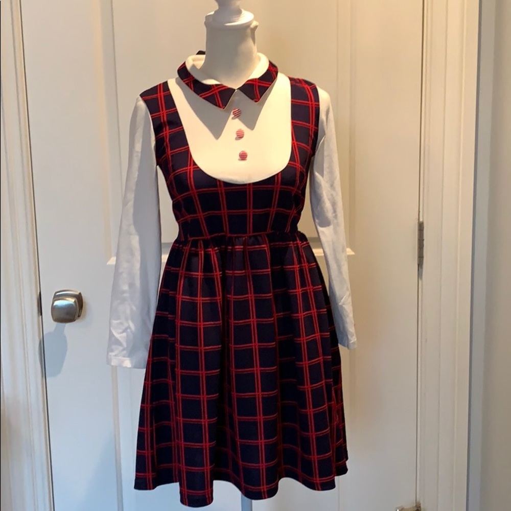 Girls red white and blue long sleeve dress